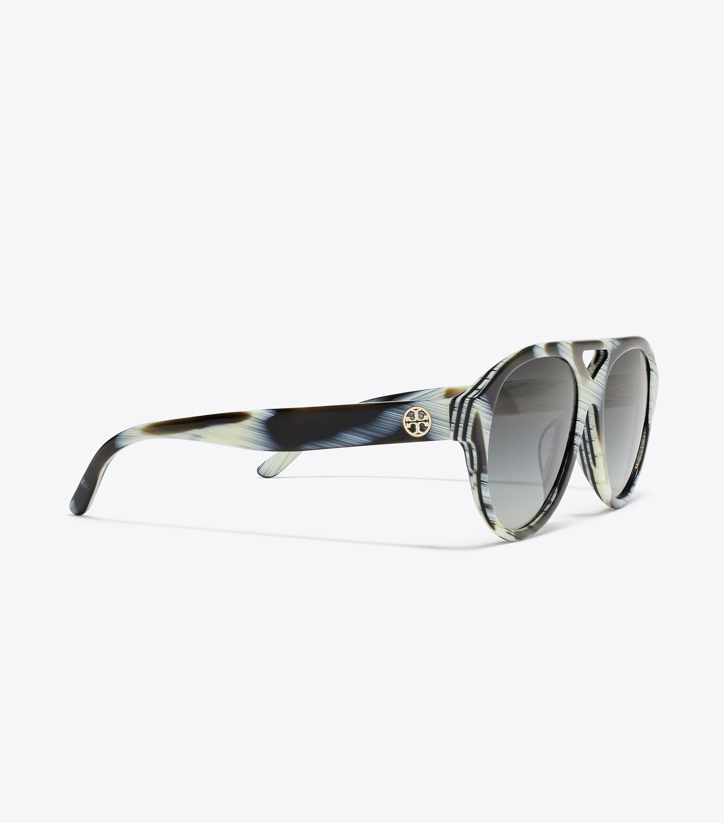 Tory Burch Miller Pilot Sunglasses - Ivory Brown Horn/Light Gray Gradient