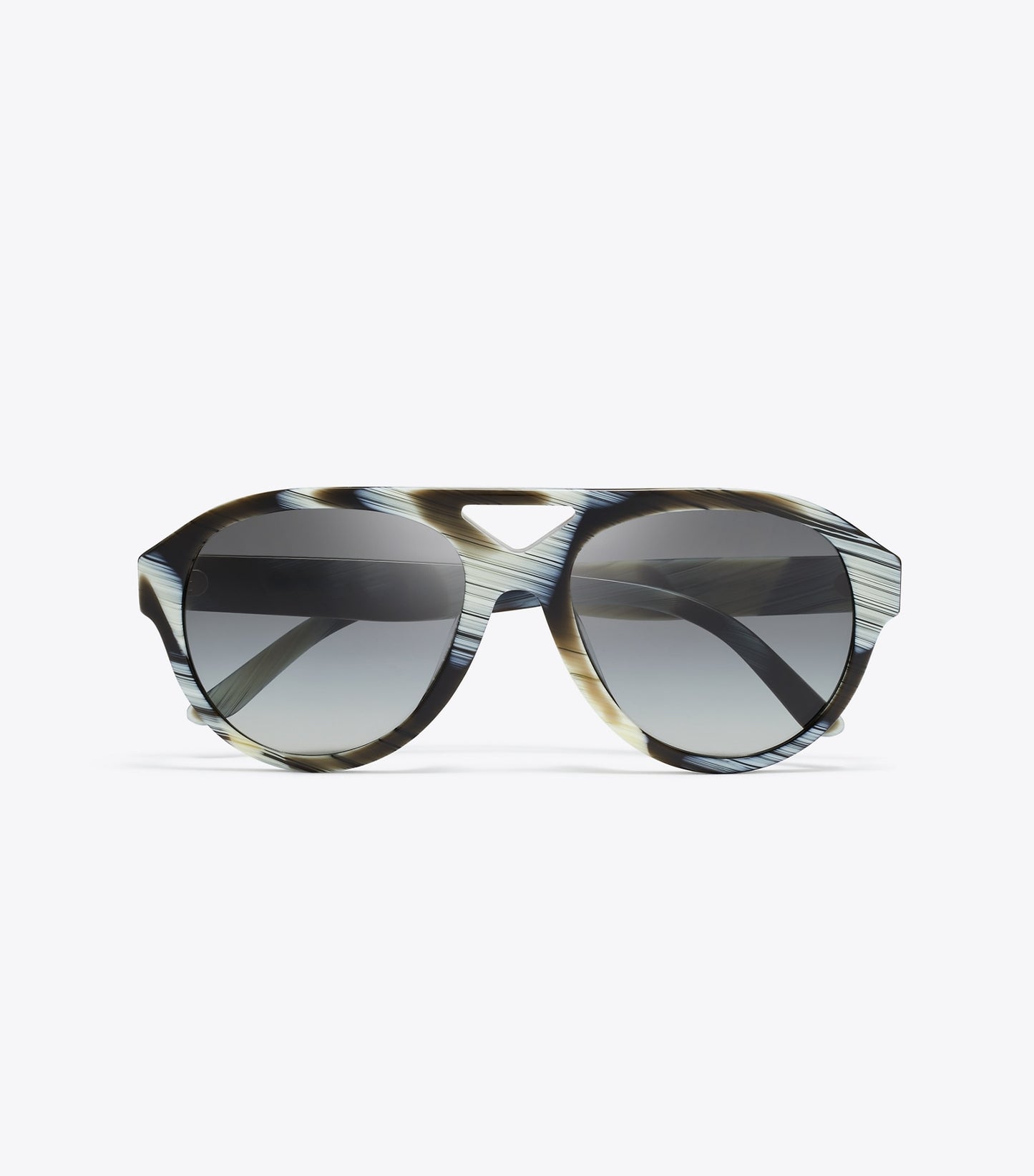 Tory Burch Miller Pilot Sunglasses - Ivory Brown Horn/Light Gray Gradient