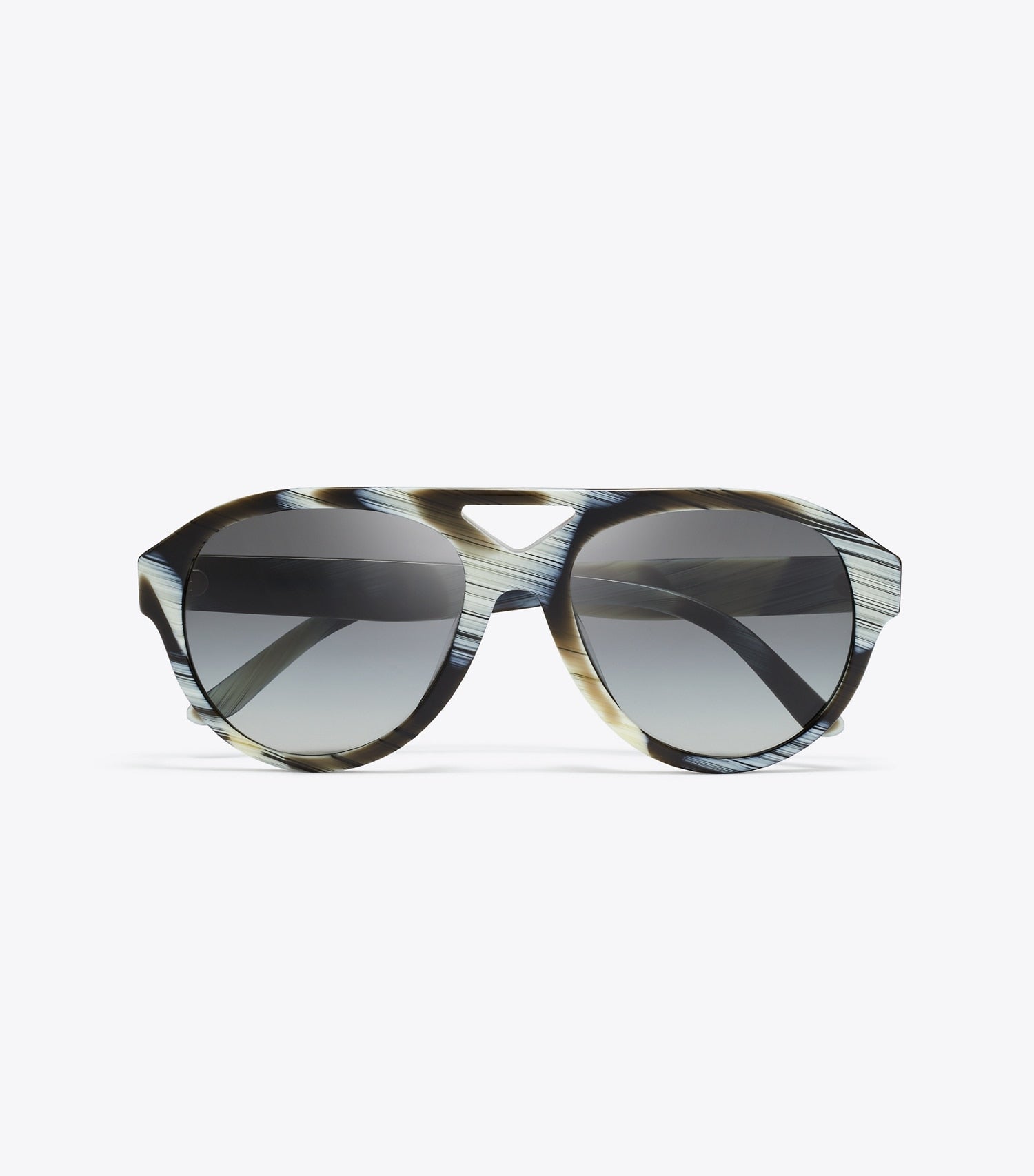 Tory Burch Miller Pilot Sunglasses - Ivory Brown Horn/Light Gray Gradient
