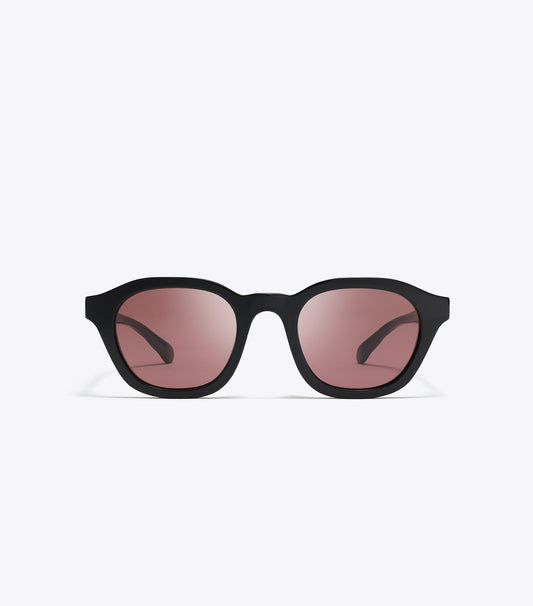 Tory Burch Kira Round Sunglasses - Black/Dark Violet Polar