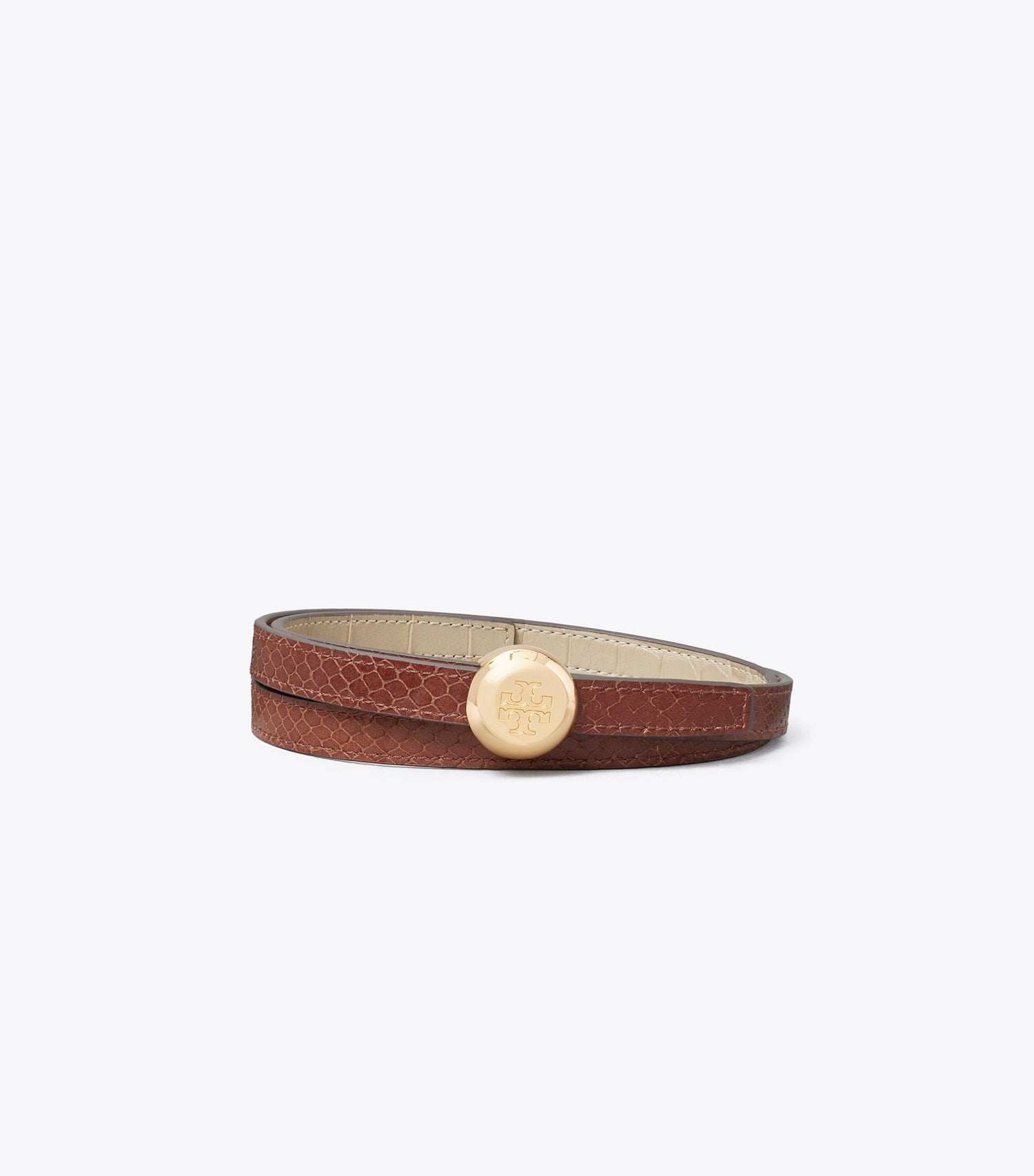 Tory Burch Romy Croc-Embossed Reversible Belt - Light Hickory / Sweet Maple