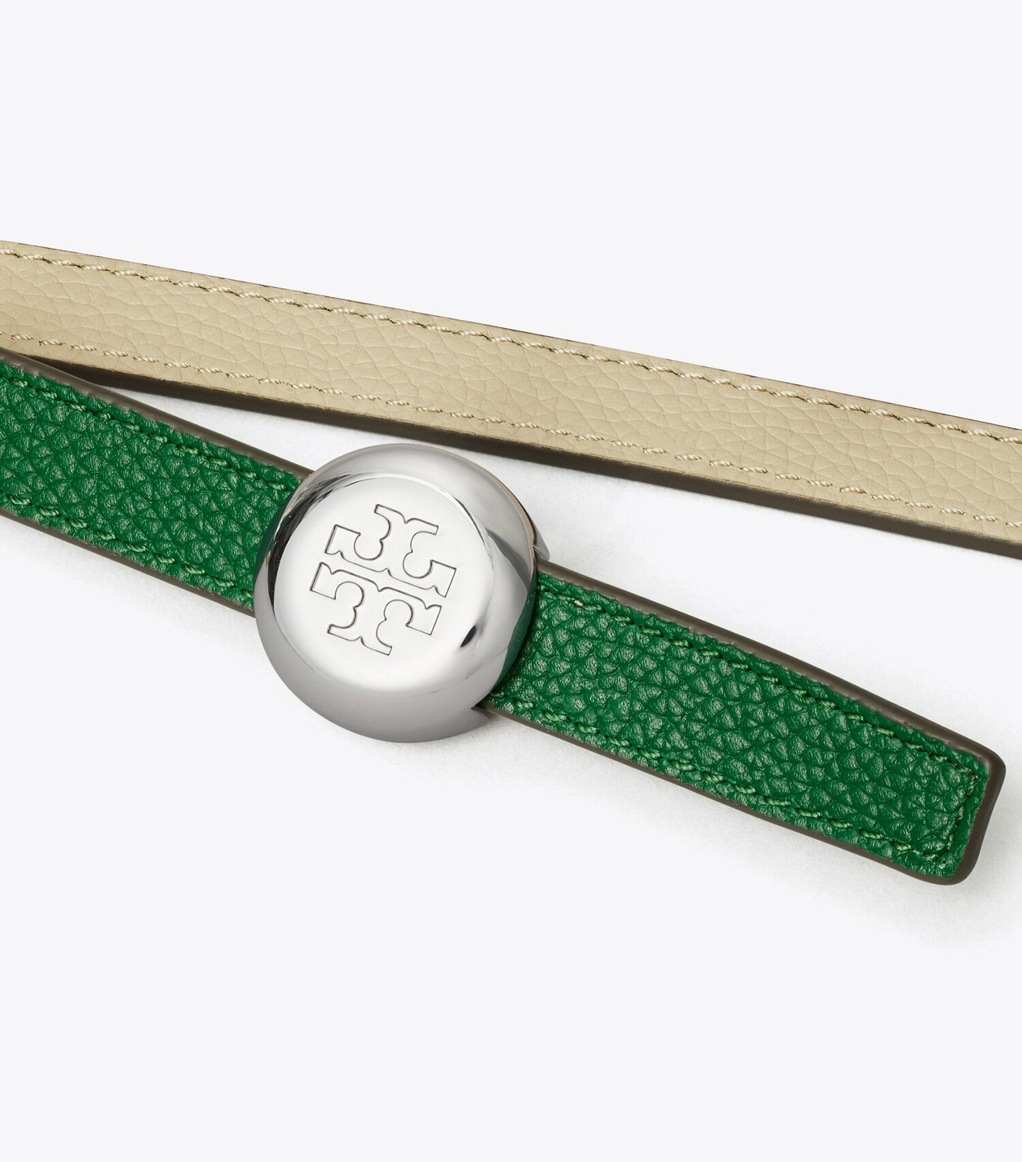 Tory Burch Romy Reversible Belt - Dark Kale / Light Stone / Silver
