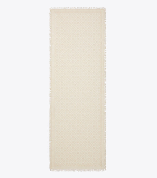Tory Burch T Monogram Floral Oblong Scarf - Ivory T Monogram