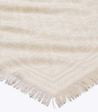 Tory Burch T Monogram Floral Oblong Scarf - Ivory T Monogram