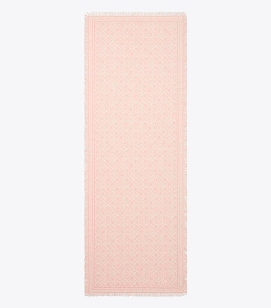 Tory Burch T Monogram Floral Oblong Scarf - Pink T Monogram