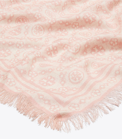 Tory Burch T Monogram Floral Oblong Scarf - Pink T Monogram