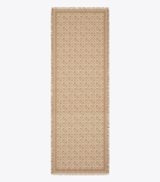 Tory Burch T Monogram Floral Oblong Scarf - Chocolate T Monogram
