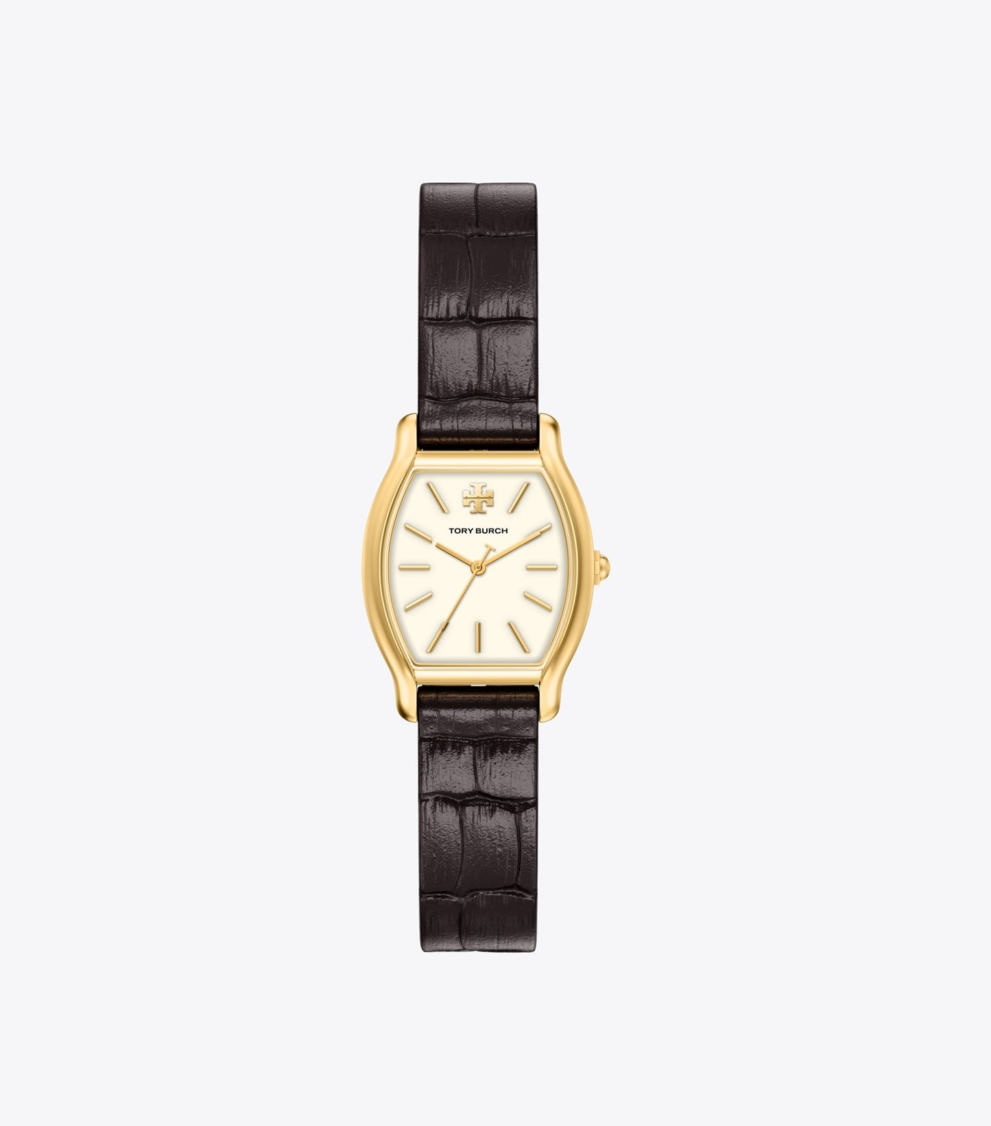 Tory Burch Small Eleanor Curve Watch - Ivory/Gold/Black Croc