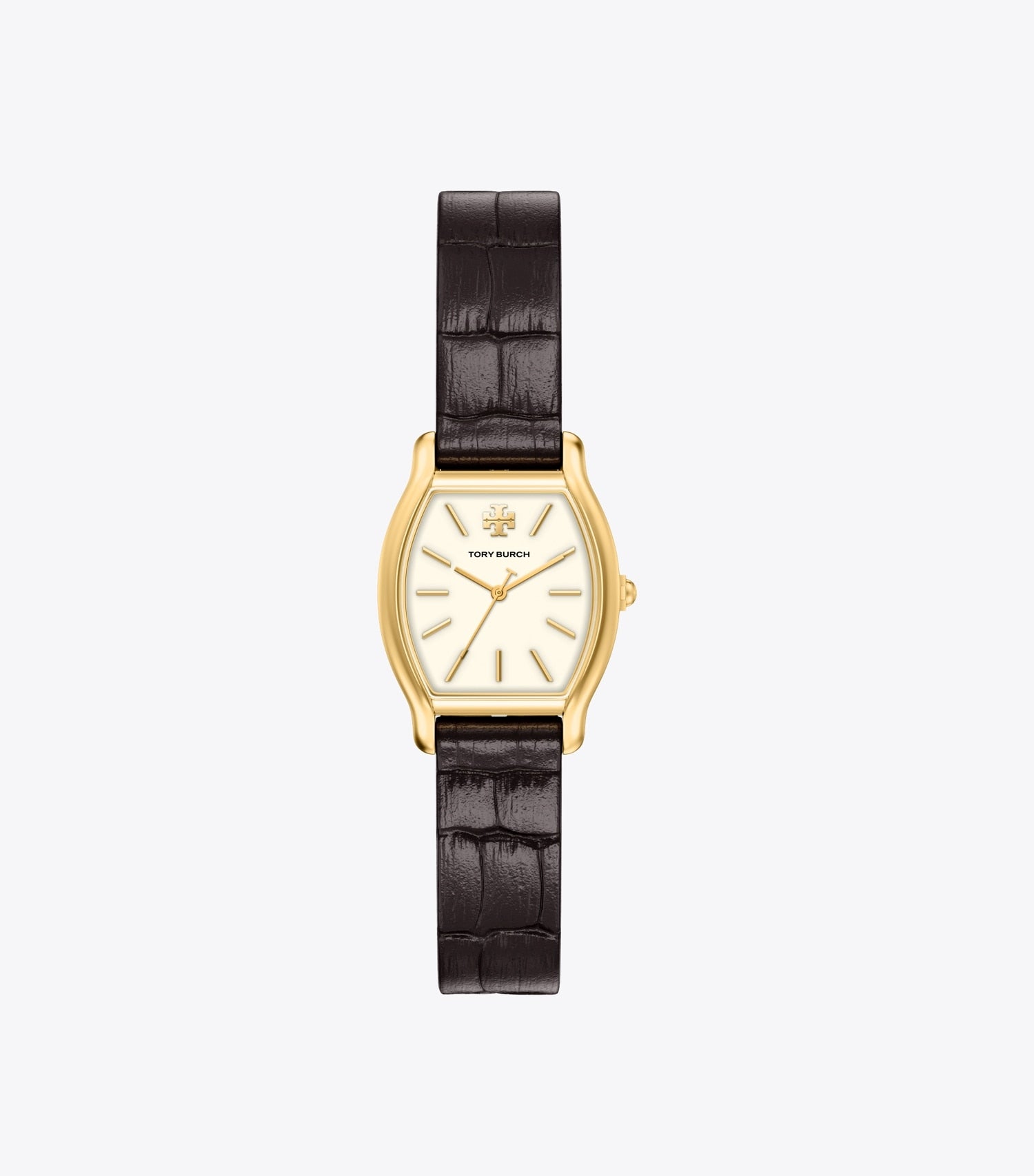 Tory Burch Small Eleanor Curve Watch - Ivory/Gold/Black Croc