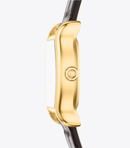 Tory Burch Small Eleanor Curve Watch - Ivory/Gold/Black Croc