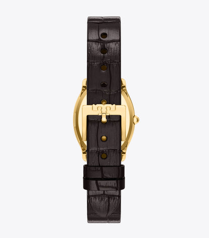 Tory Burch Small Eleanor Curve Watch - Ivory/Gold/Black Croc