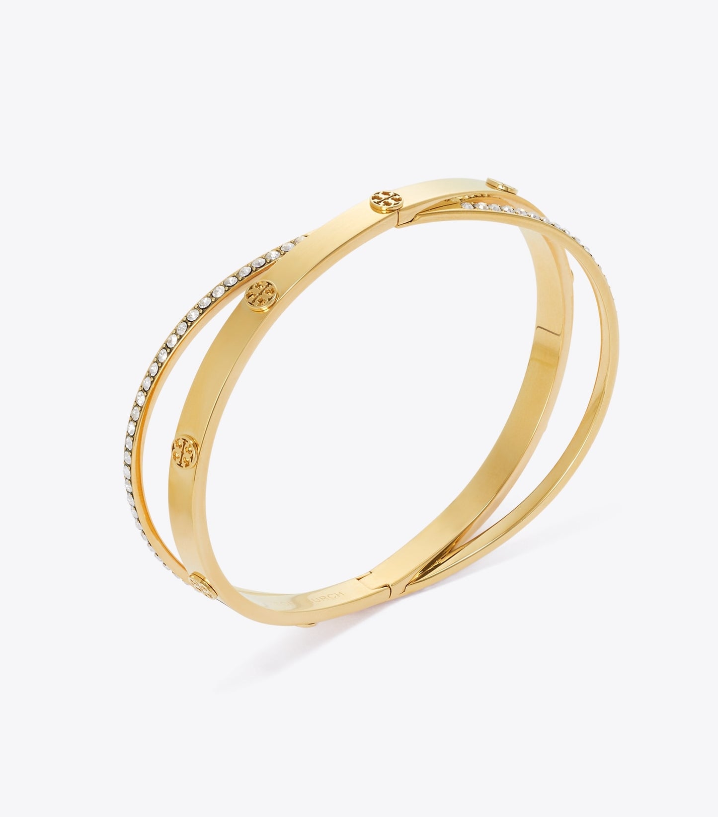 Tory Burch Icon Pavé Double Bracelet - Tory Gold / Crystal