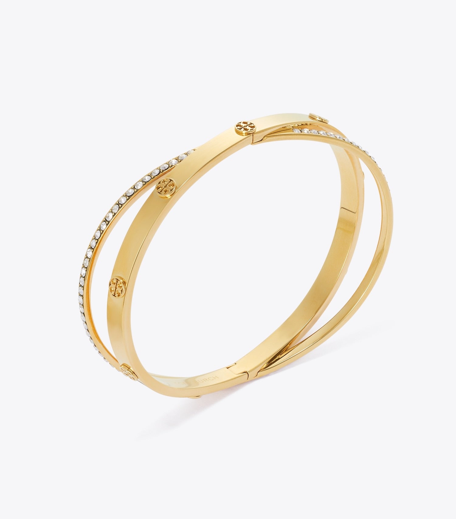 Tory Burch Icon Pavé Double Bracelet - Tory Gold / Crystal