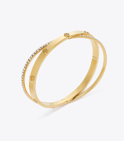Tory Burch Icon Pavé Double Bracelet - Tory Gold / Crystal