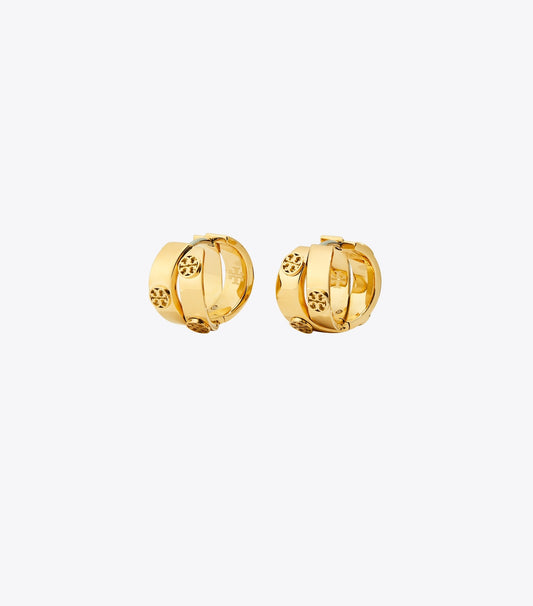 Tory Burch Icon Double Hoop Earrings - Tory Gold