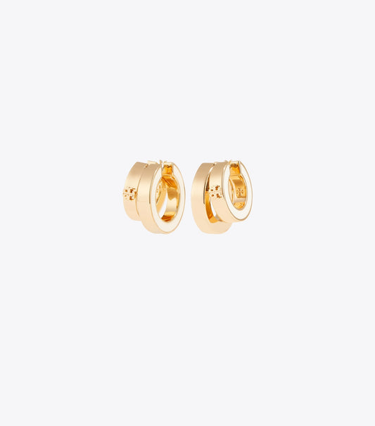 Tory Burch Icon Enamel Double Hoop Earrings - Tory Gold / New Ivory
