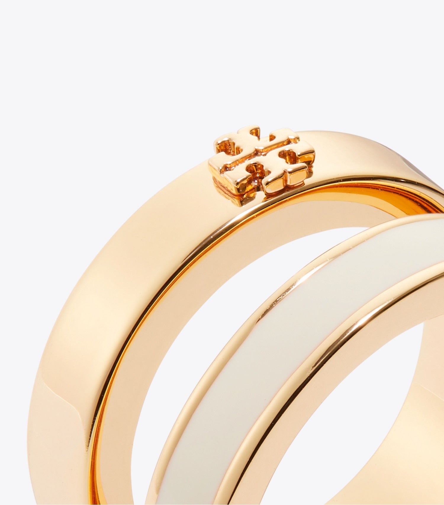 Tory Burch Icon Enamel Double Ring - Tory Gold / New Ivory