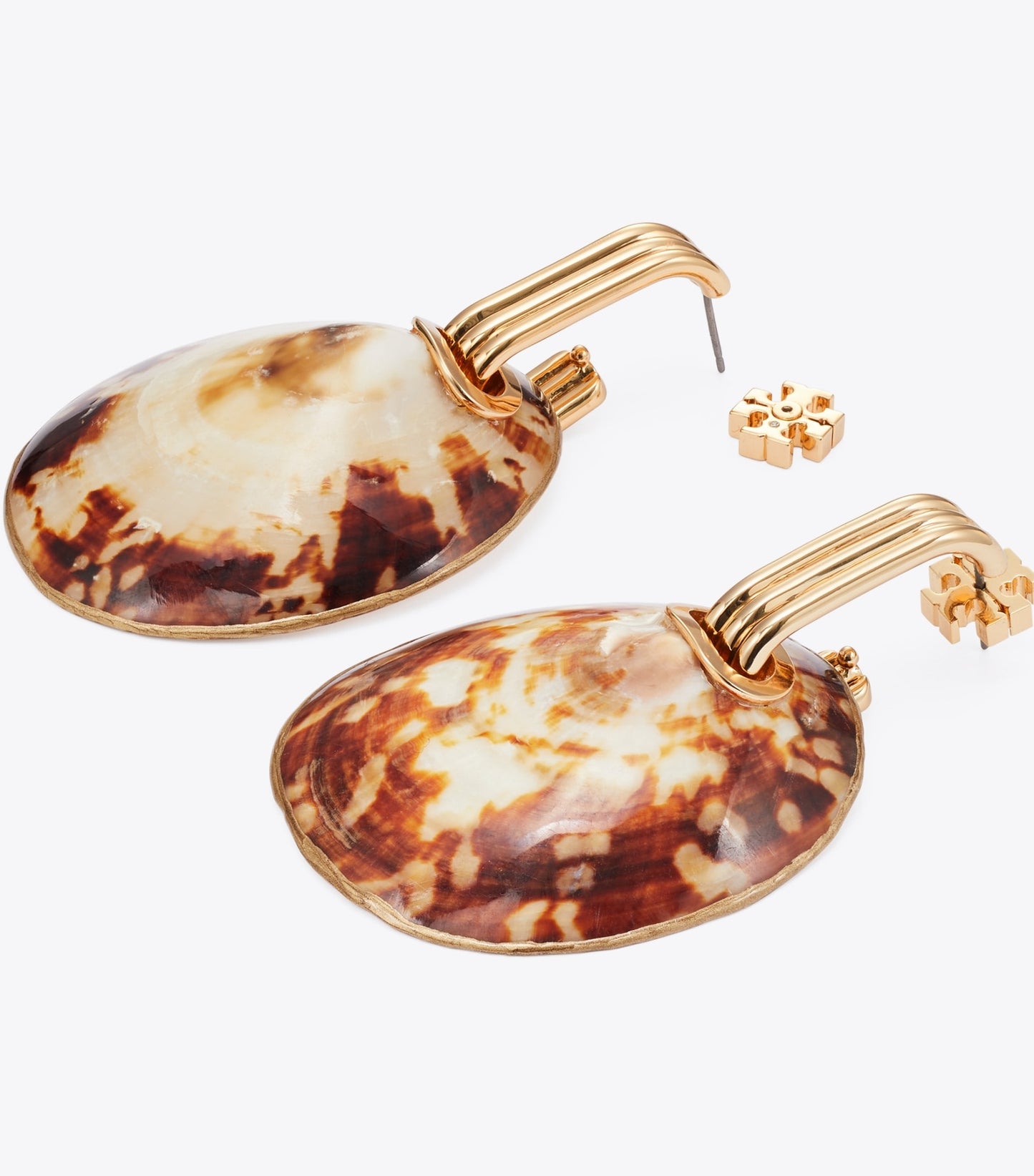 Tory Burch Runway Shell Drop Earrings - Light Brass