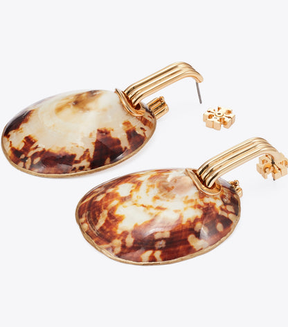 Tory Burch Runway Shell Drop Earrings - Light Brass
