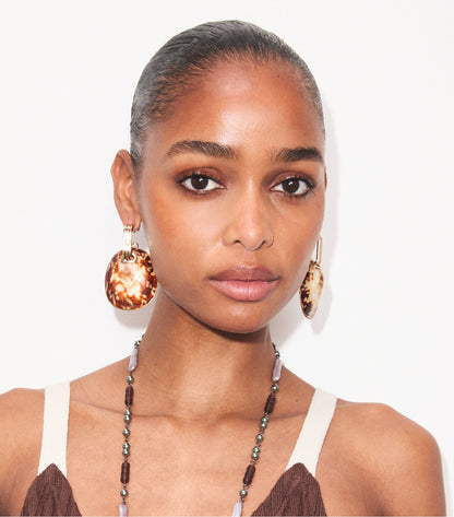 Tory Burch Runway Shell Drop Earrings - Light Brass