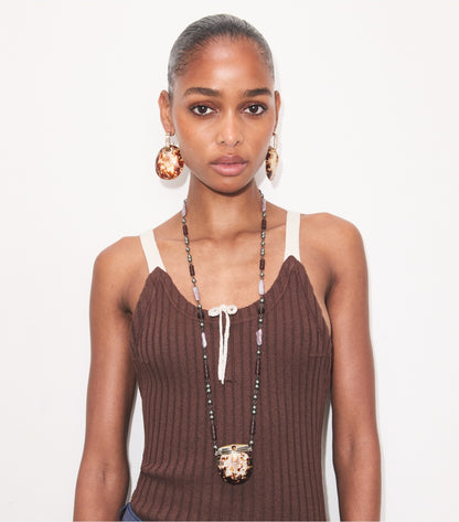 Tory Burch Runway Shell Drop Earrings - Light Brass