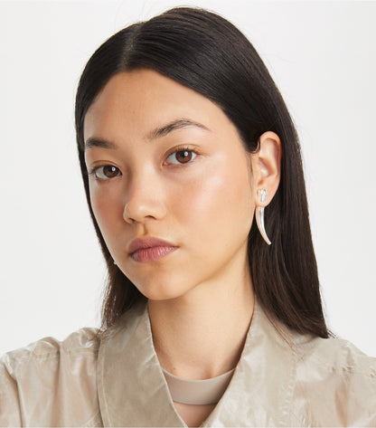Tory Burch Pierced Front-Back Earrings - Light Brass