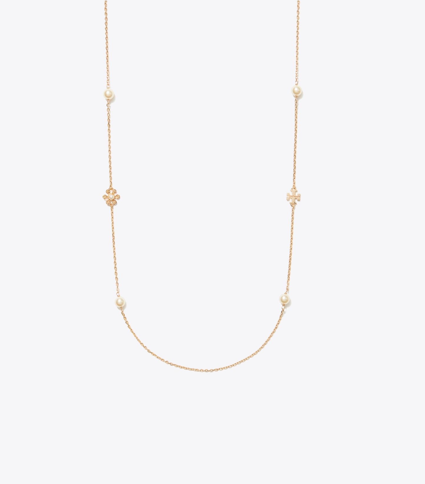 Tory Burch Moondance Long Flower Necklace - Tory Gold / Cream
