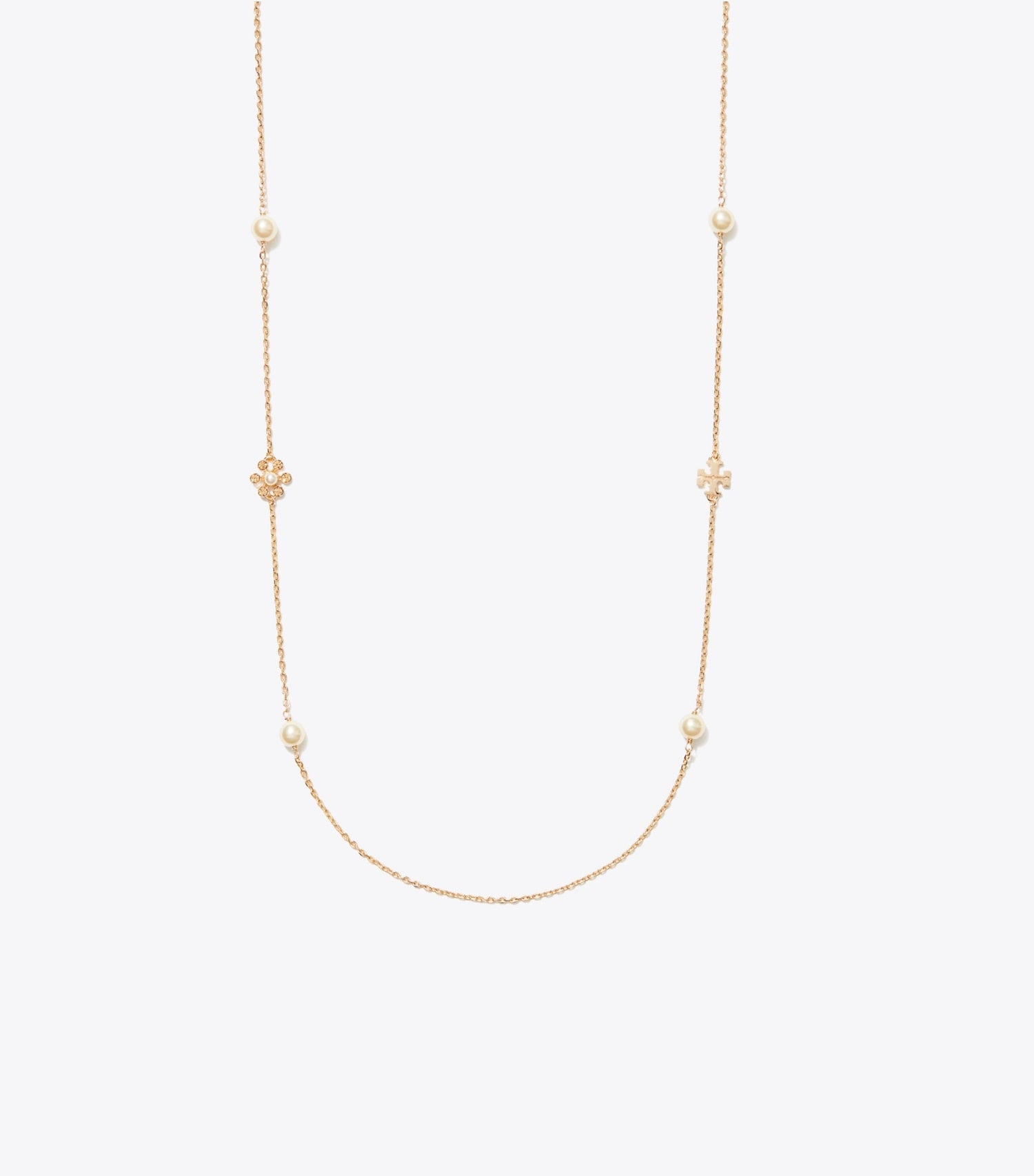 Tory Burch Moondance Long Flower Necklace - Tory Gold / Cream