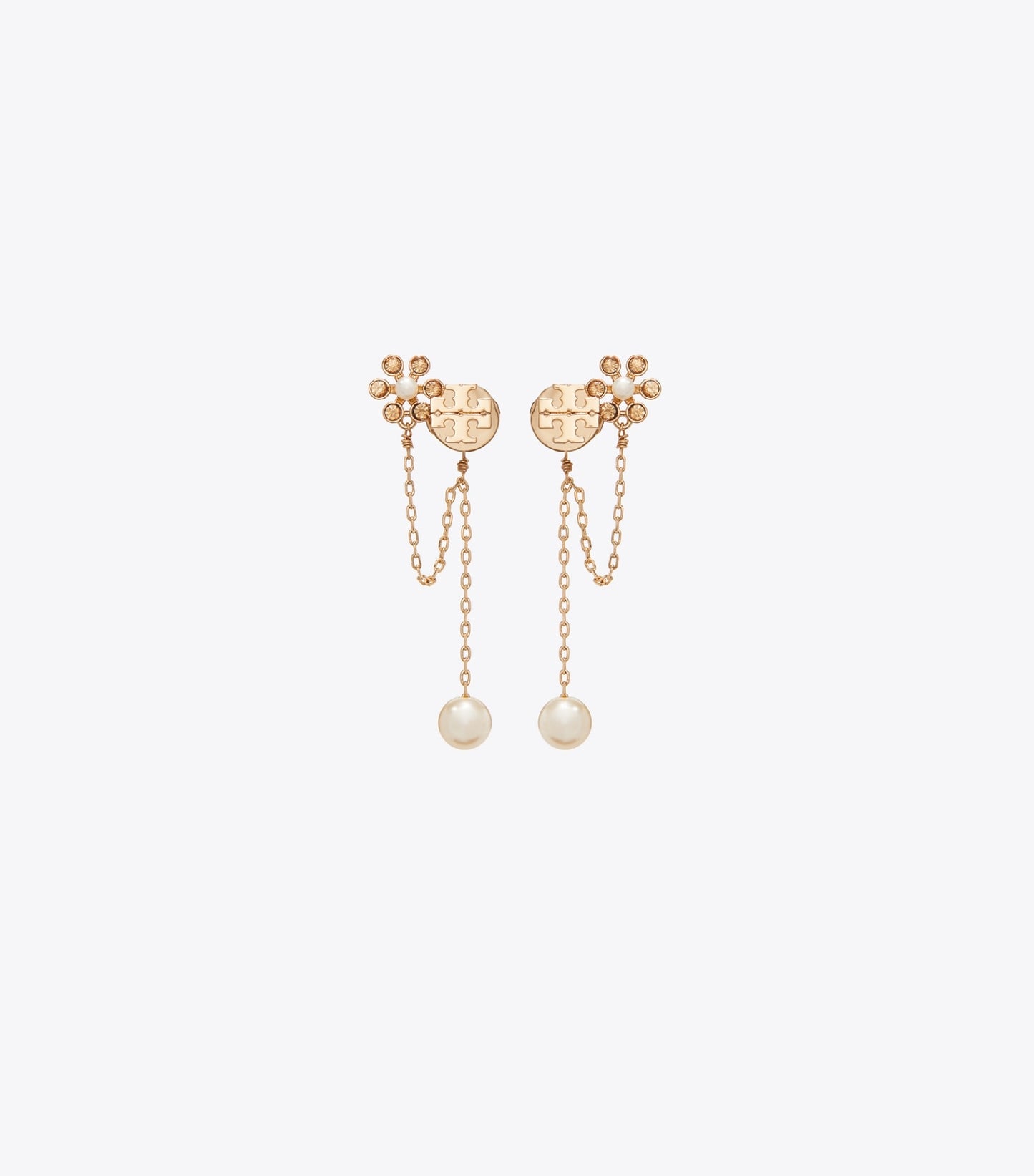 Tory Burch Moondance Pearl Chain Earrings - Tory Gold / Cream