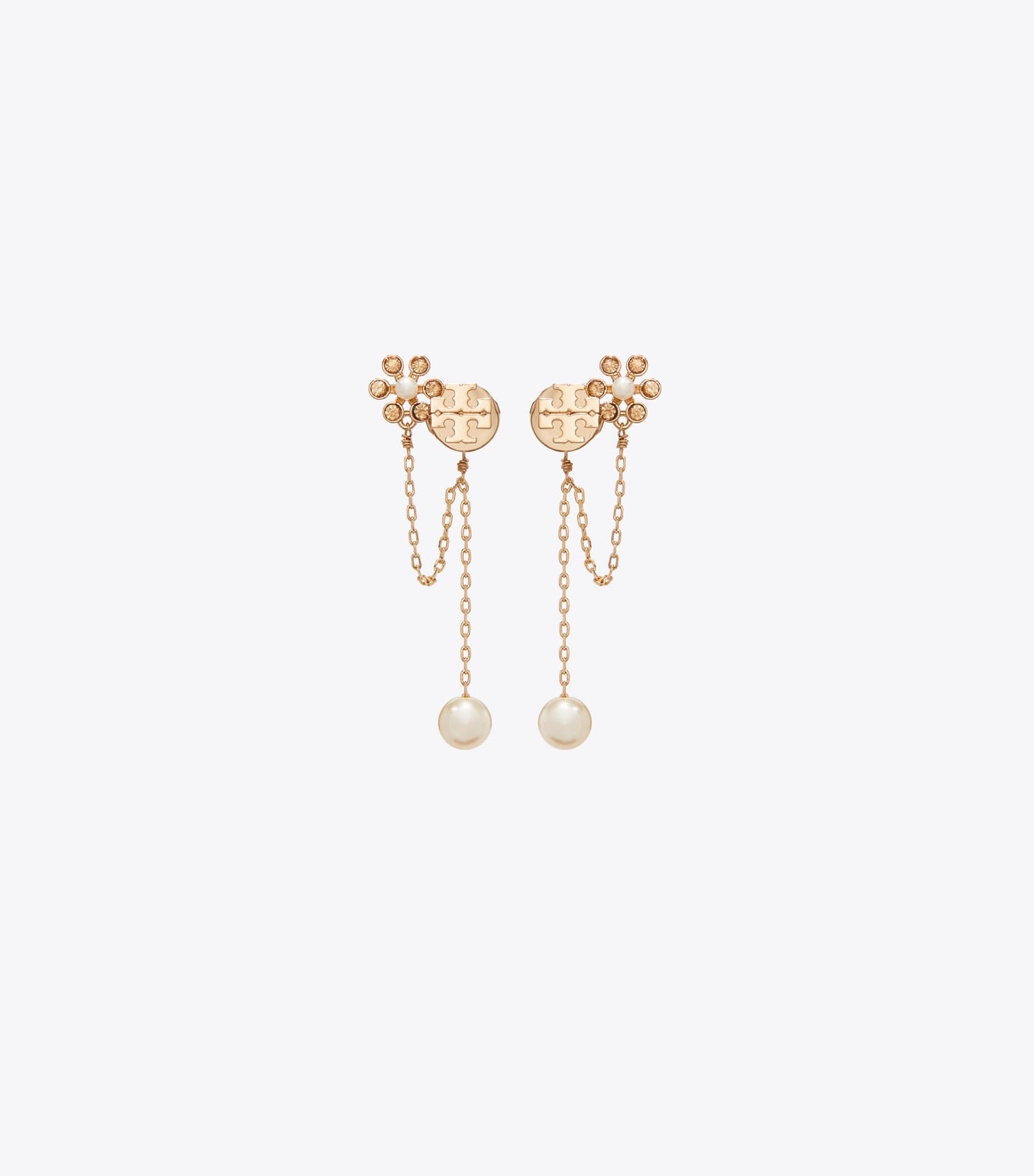 Tory Burch Moondance Pearl Chain Earrings - Tory Gold / Cream