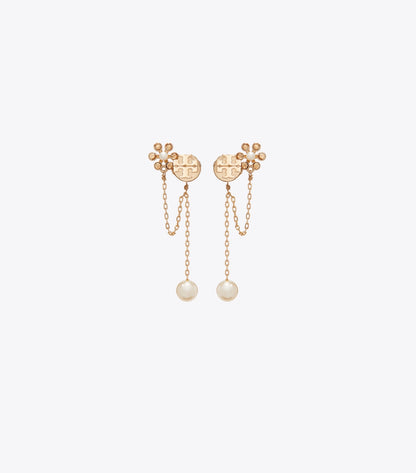 Tory Burch Moondance Pearl Chain Earrings - Tory Gold / Cream