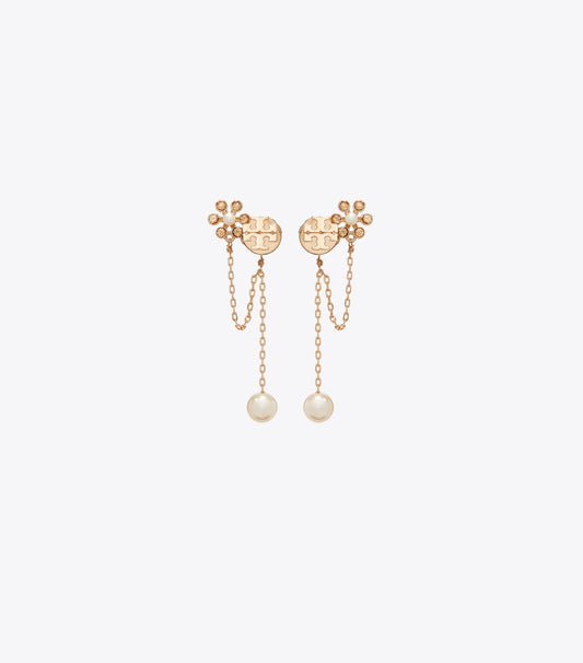 Tory Burch Moondance Pearl Chain Earrings - Tory Gold / Cream