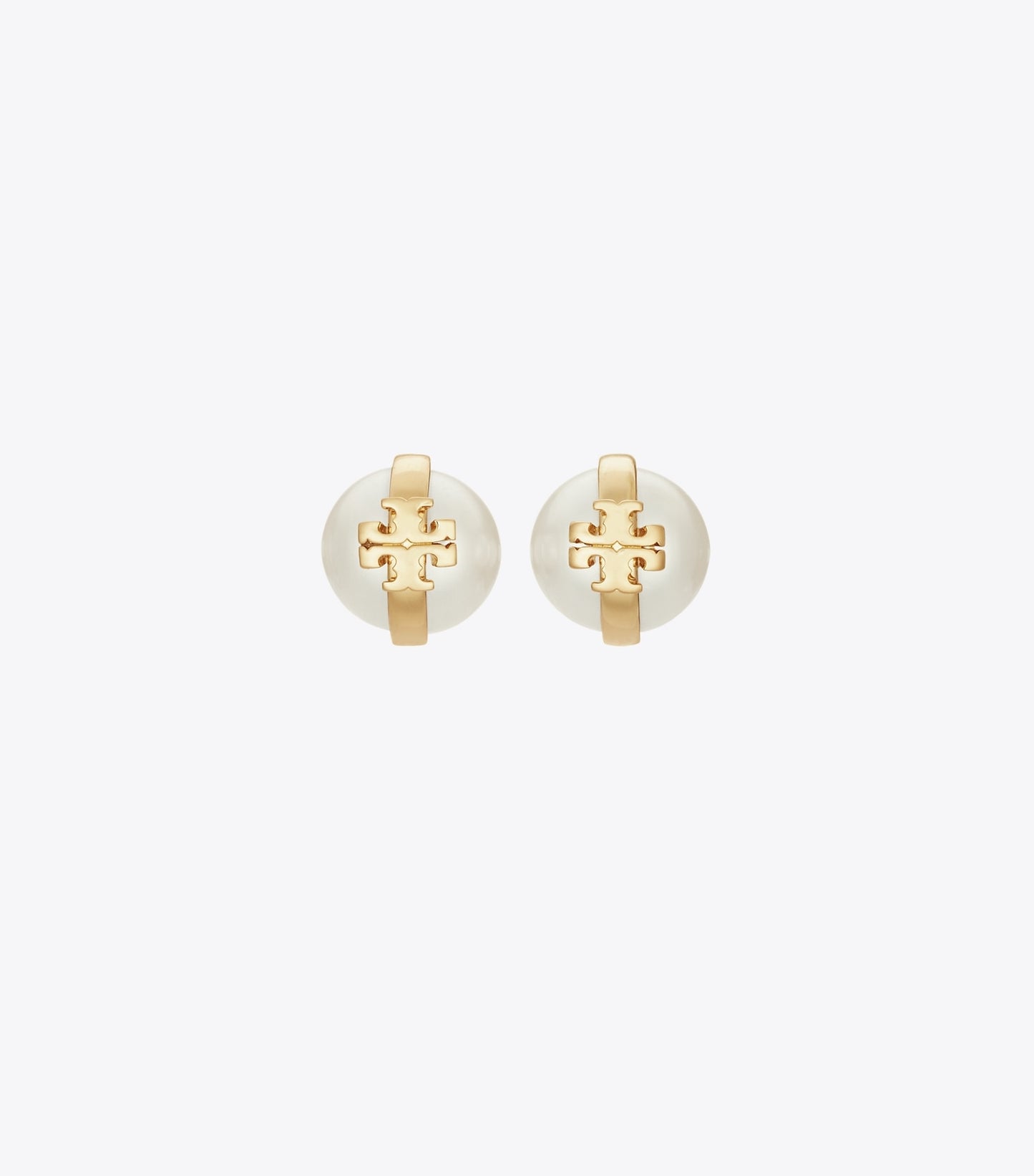 Tory Burch Moondance Pearl Stud Earrings - Light Brass / Pearl