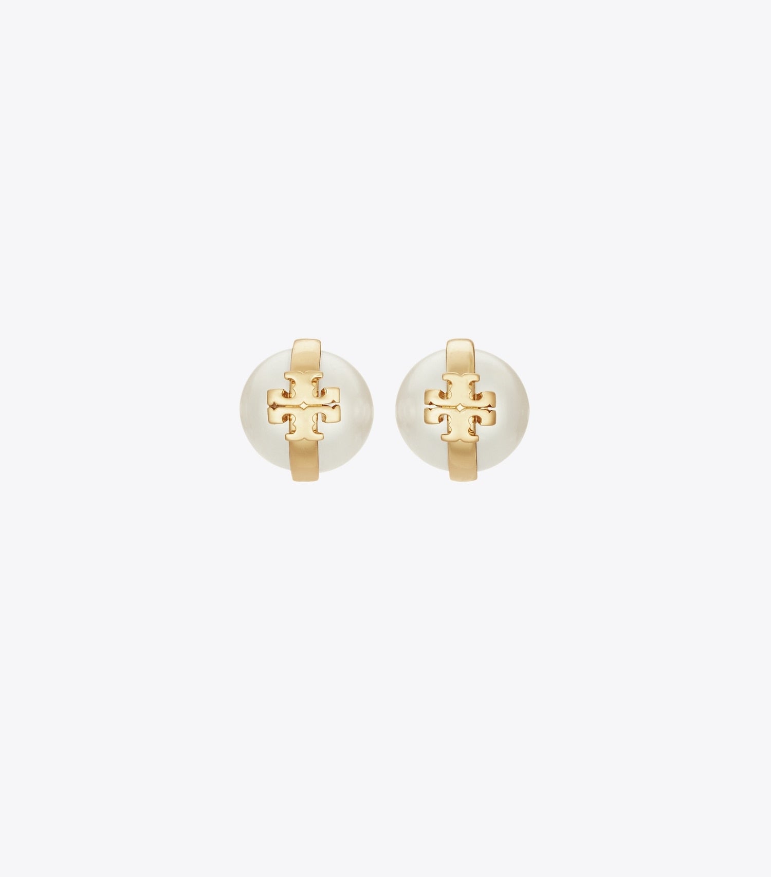 Tory Burch Moondance Pearl Stud Earrings - Light Brass / Pearl