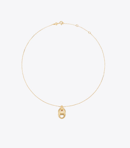Tory Burch Gemini Link Pendant Necklace - Light Brass