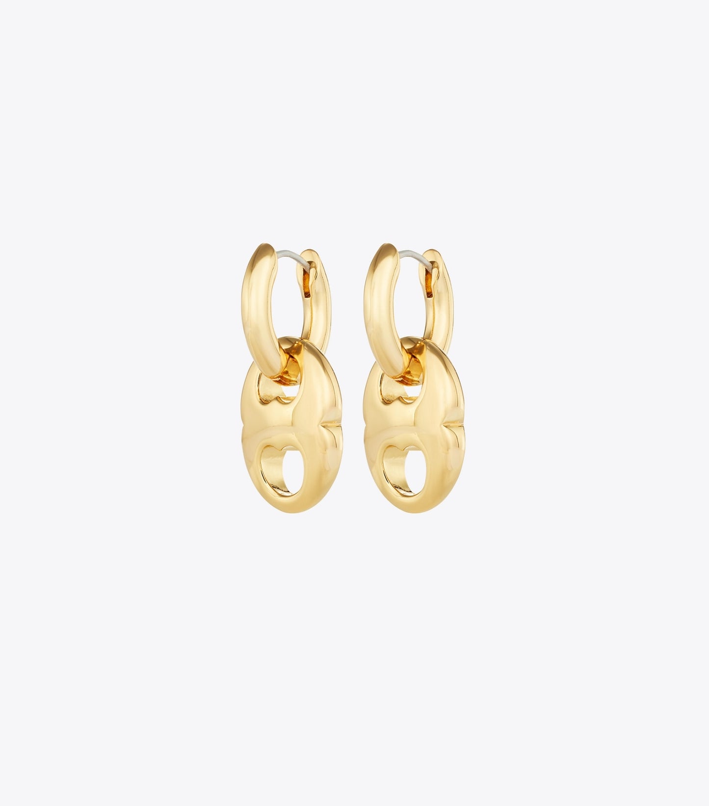 Tory Burch Gemini Link Small Hoop Earrings - Light Brass