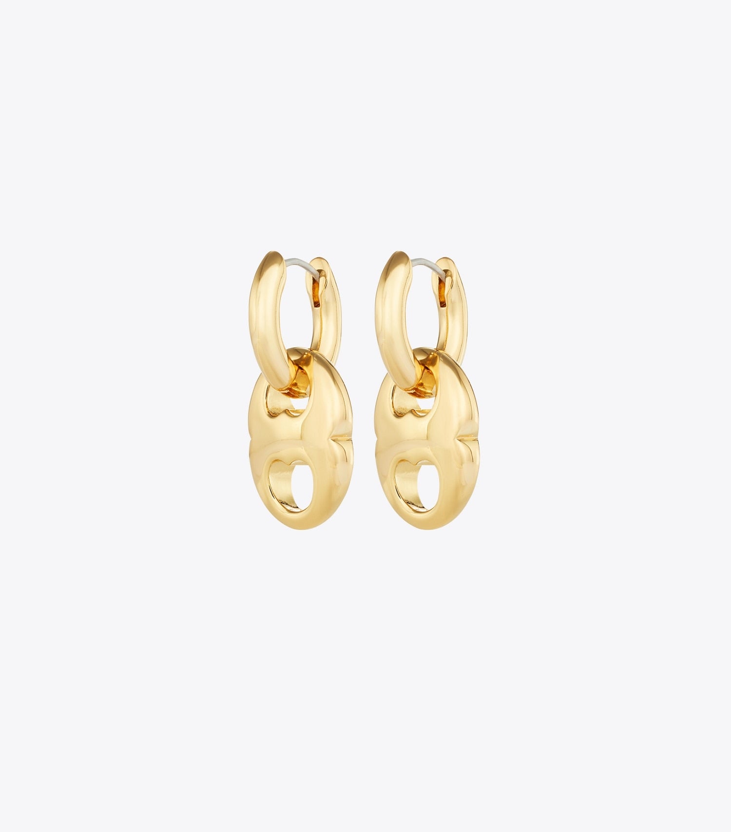 Tory Burch Gemini Link Small Hoop Earrings - Light Brass