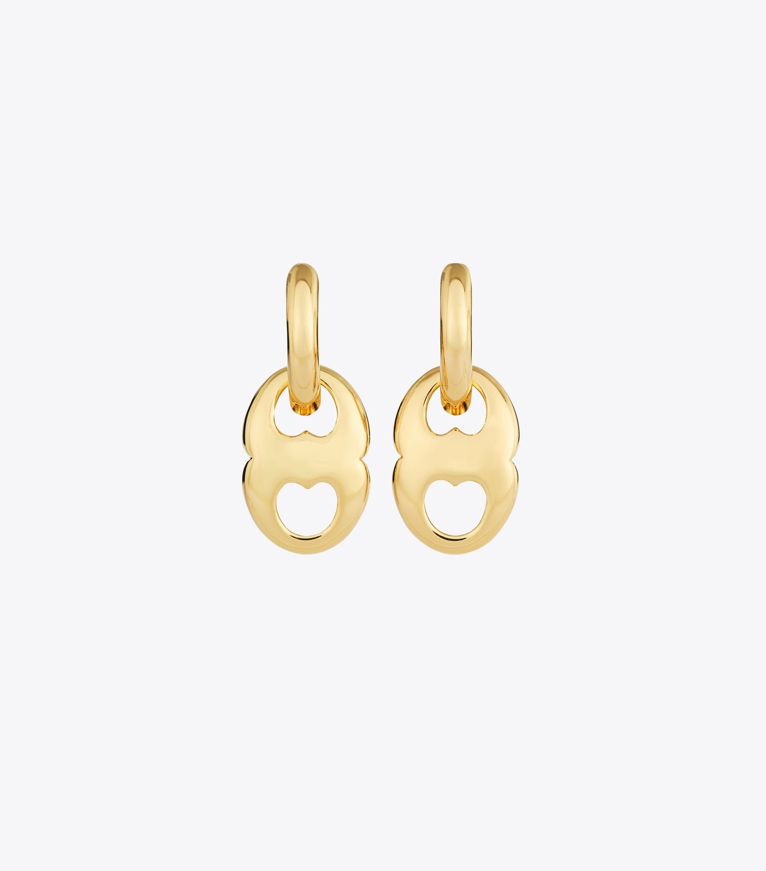 Tory Burch Gemini Link Small Hoop Earrings - Light Brass