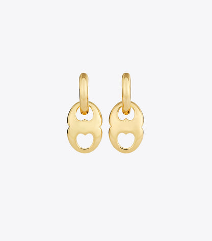 Tory Burch Gemini Link Small Hoop Earrings - Light Brass