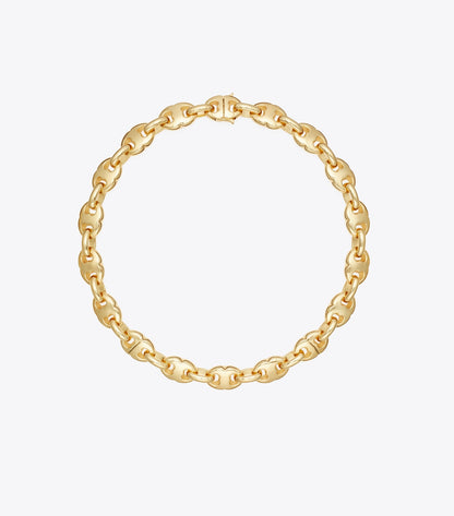 Tory Burch Gemini Link Necklace - Light Brass