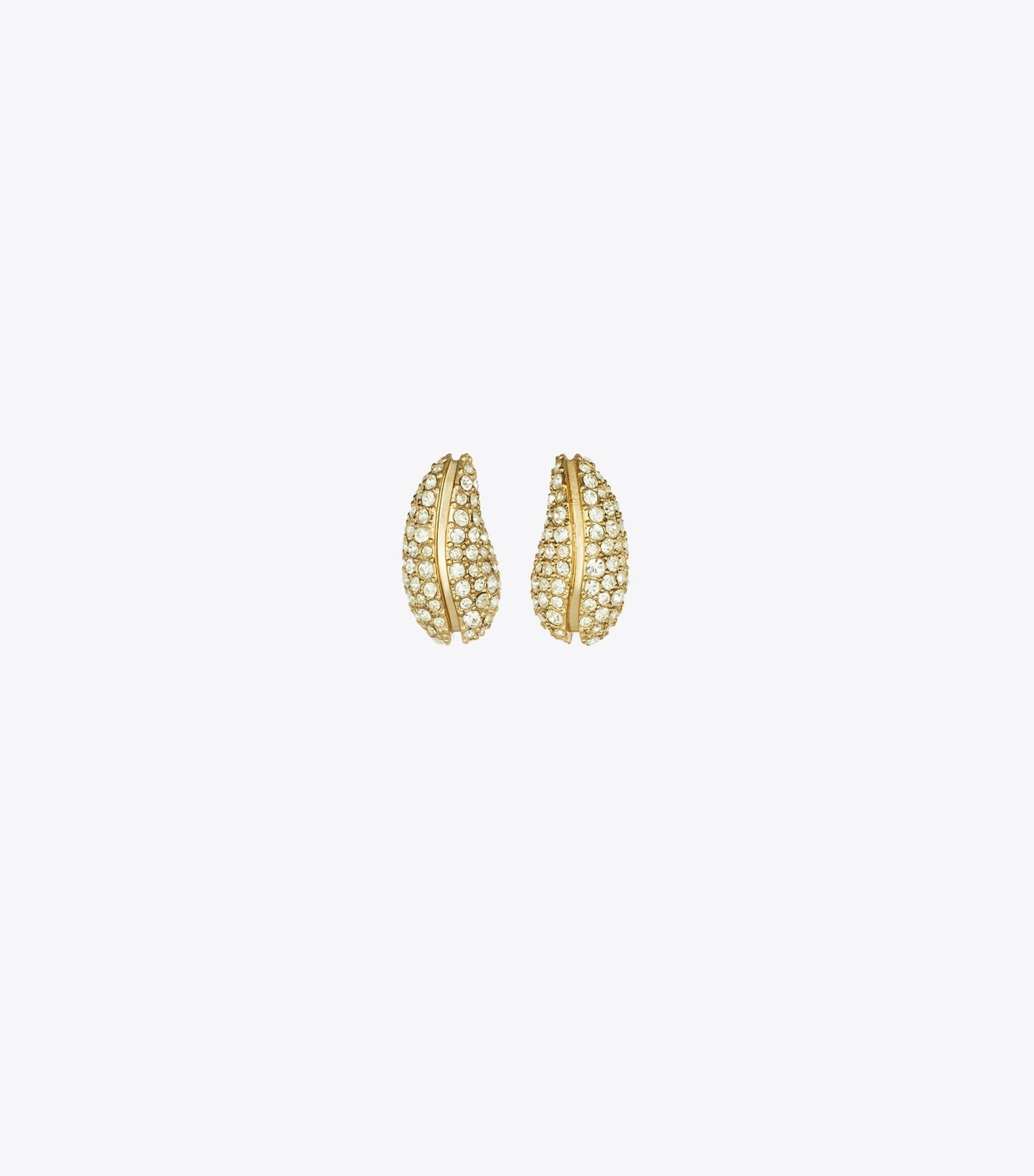 Tory Burch Mini Pierced Pavé Earrings - Light Brass / Crystal
