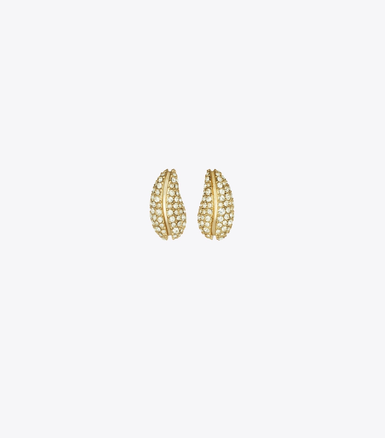 Tory Burch Mini Pierced Pavé Earrings - Light Brass / Crystal