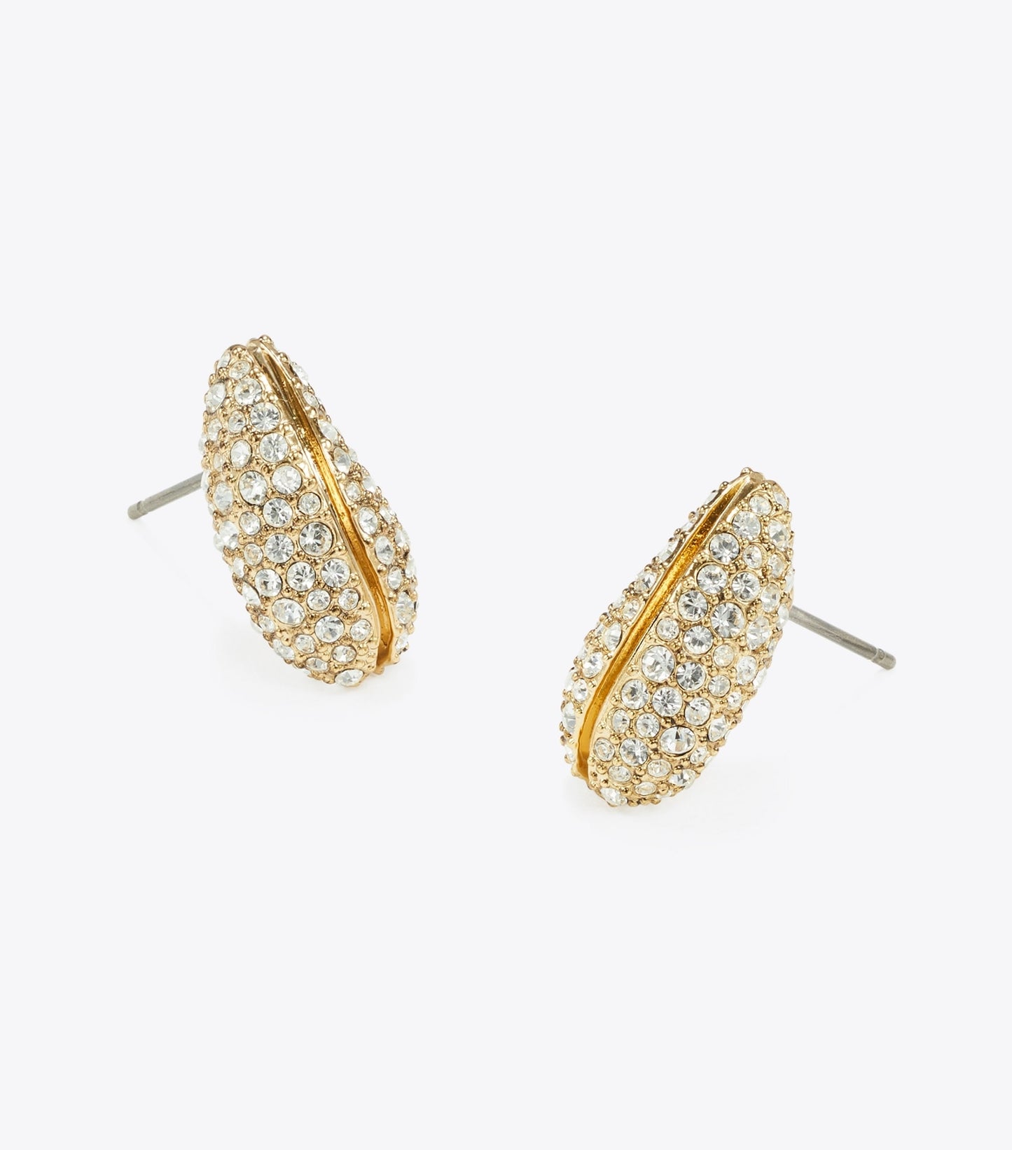 Tory Burch Mini Pierced Pavé Earrings - Light Brass / Crystal