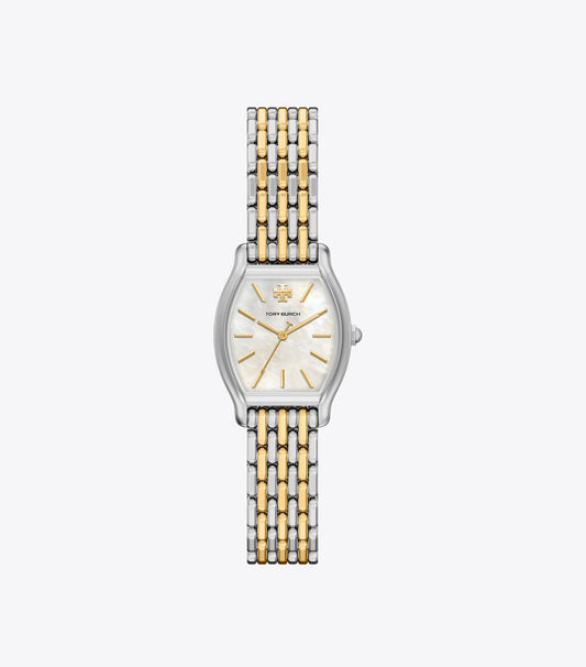 Tory Burch Small Eleanor Curve Watch - Mother-Of-Pearl/Two-Tone