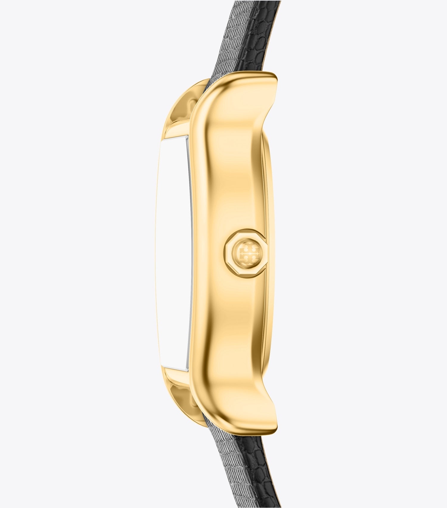 Tory Burch Small Eleanor Curve Watch - Mother-Of-Pearl/Gold/Black Lizard