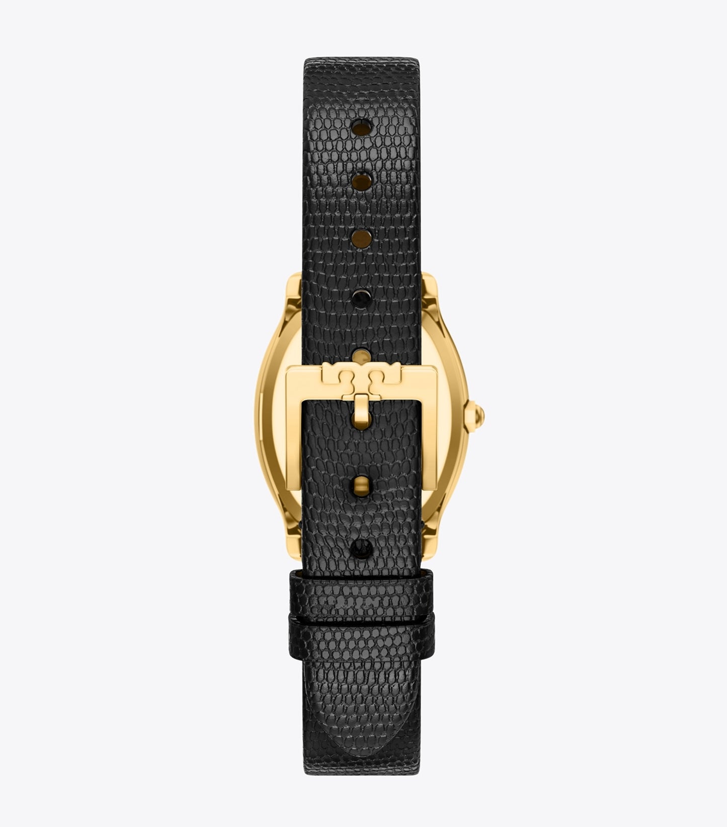 Tory Burch Small Eleanor Curve Watch - Mother-Of-Pearl/Gold/Black Lizard