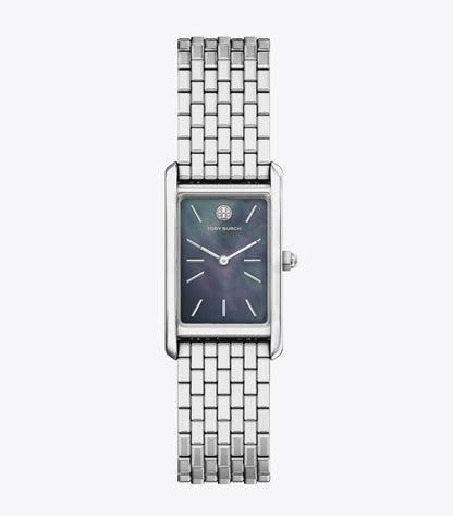 Tory Burch Slim Eleanor Watch - Black Mother-Of-Pearl/Silver