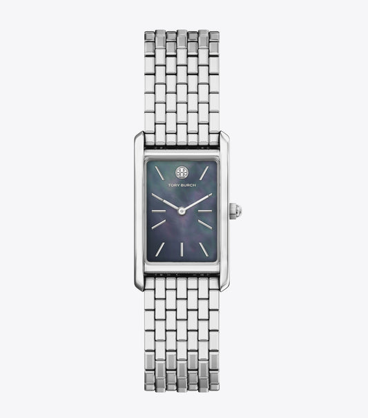 Tory Burch Slim Eleanor Watch - Black Mother-Of-Pearl/Silver