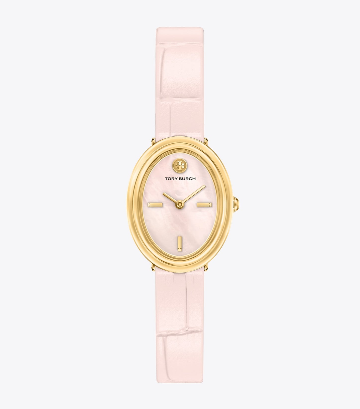 Tory Burch Oval Watch - Pink Mother-Of-Pearl/Pink Faux Croc/Gold