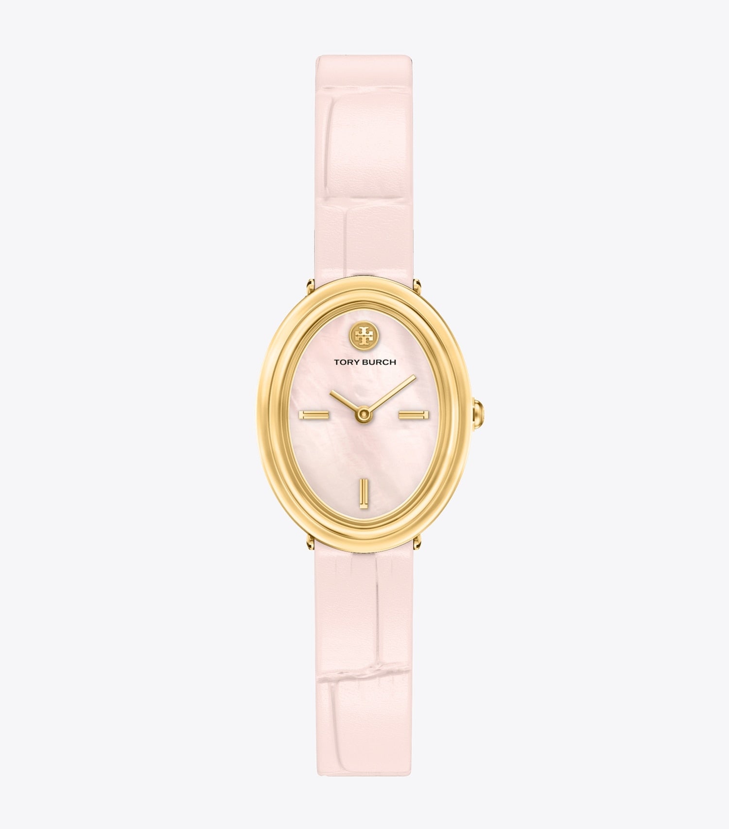Tory Burch Oval Watch - Pink Mother-Of-Pearl/Pink Faux Croc/Gold